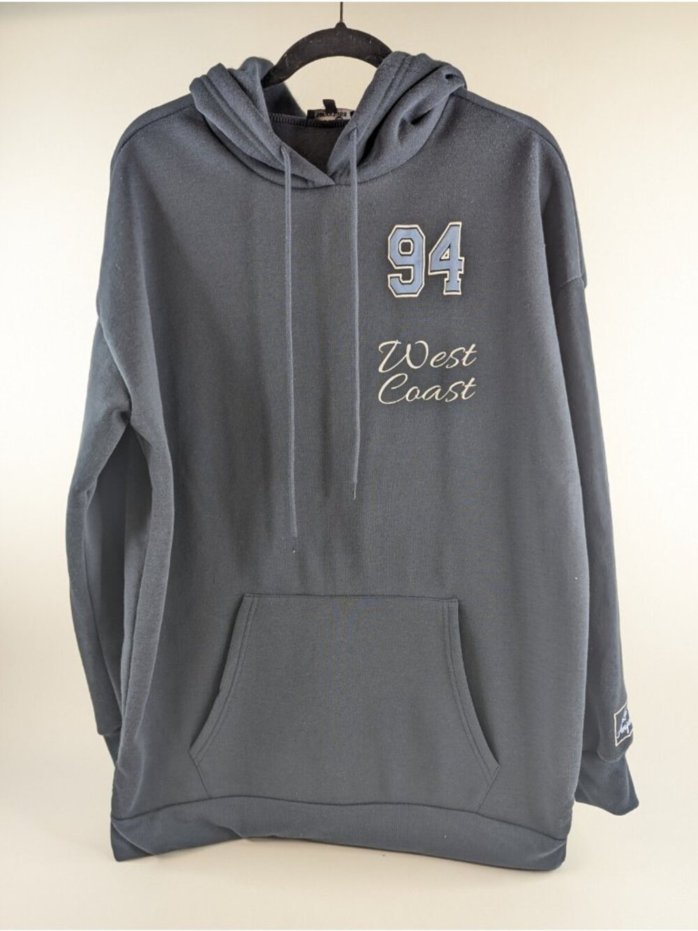 Sugarkiss LA Athletics 94 Womens Medium Hoodie Blue Oversized Long Sweatshirt - Picture 2 of 9
